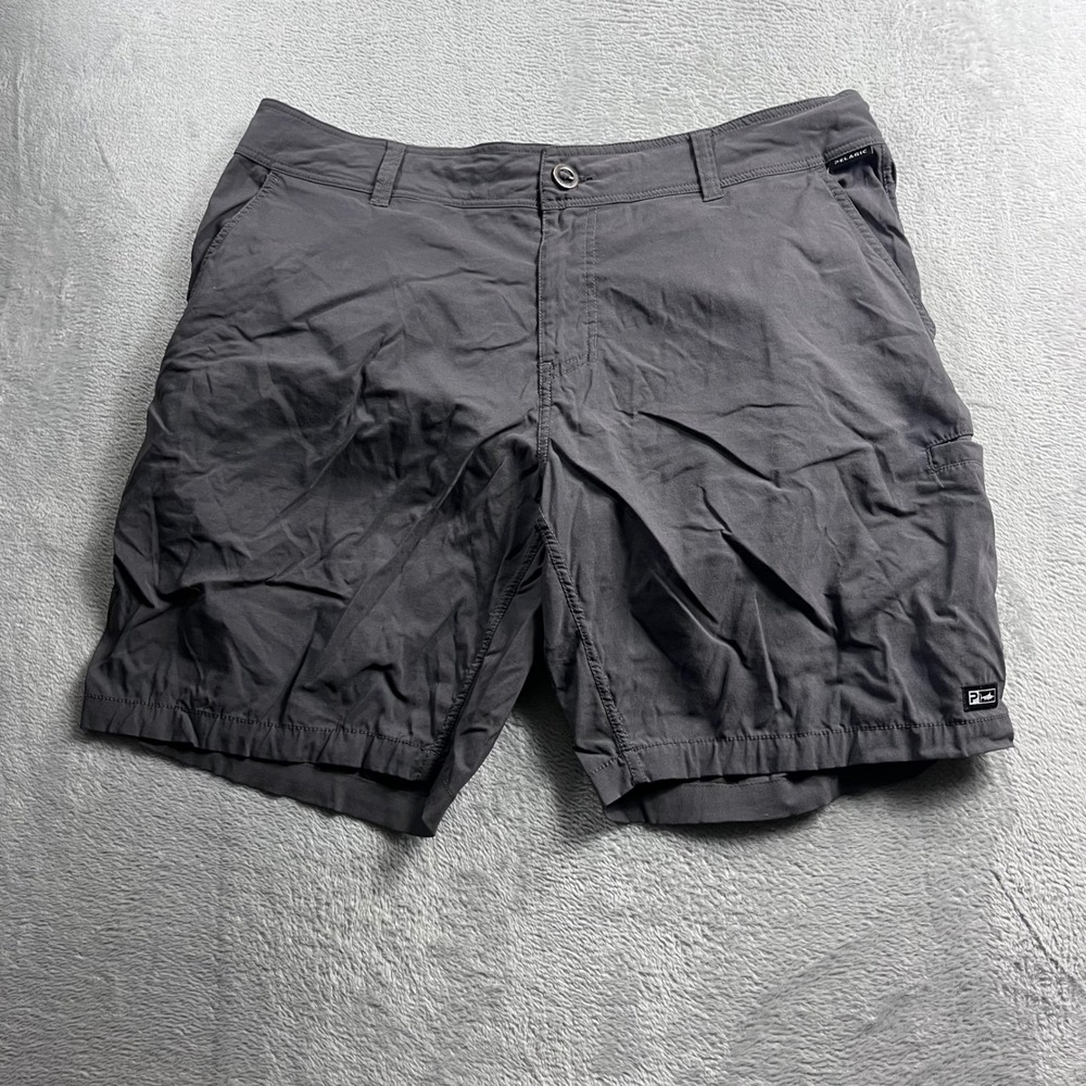 Pelagic Mens Gray High Performance Fishing Shorts Size 34 Gray Nylon Stretch